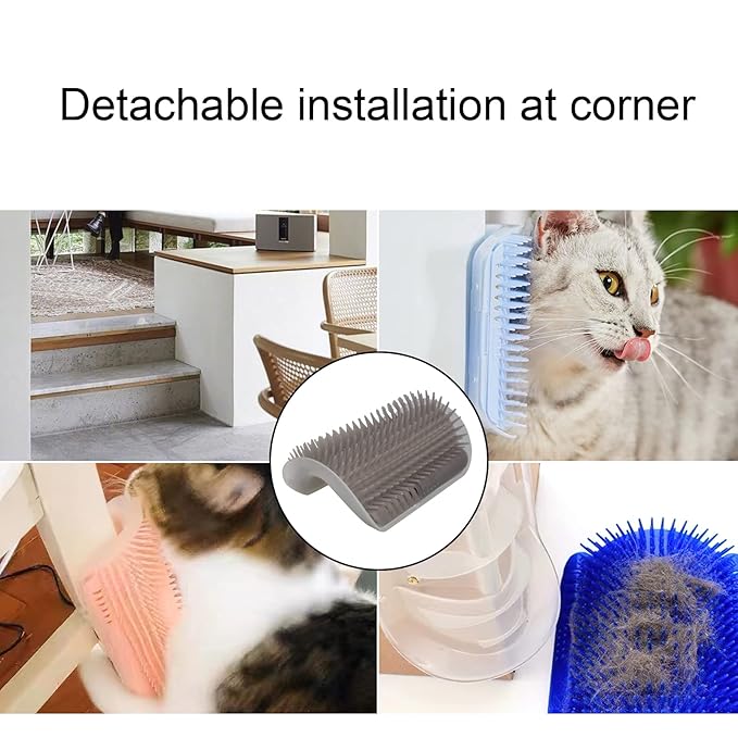 5Pack Self Groomer - Soft Face Massager with Catnip Pouch, Grooming Brushes for Indoor Cats, Comfort Rubbing Post Wall Corner Scratcher Comb for Long & Short Fur