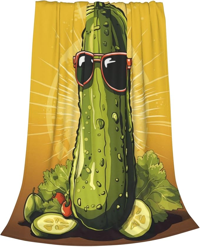 Funny Pickles Dill Blanket Gifts for Grils Women Flannel Throw Blankets for Home Couch Bed Sofa Soft Fuzzy Lightweight Decor All Season 60x50 Inches