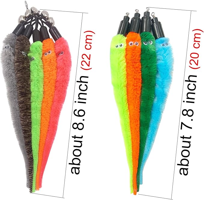 Cat Worm Toy Refills Cat Wand Replacement Worms, 24 PCS Cat Worms Refill, Interactive Cat Wand Attachments Worms for Cat Toys