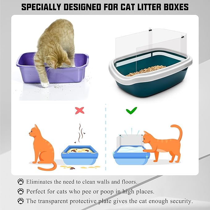 3 Pack Cat Litter Box Pee Shields,Easy Clean Anti-Splashing Kitty Litter Box Enclosure, Litter Pan Pee Shields, Keep Mess Litter Box Urine Splash Guard (S)