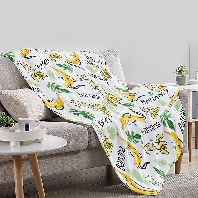 Funny Banana Throw Blanke,Fruit Gift for Men Women Adults Soft Warm Lightweight Quilt for Bed Sofa Couch Car Room Decoration 120 x 90in for Family