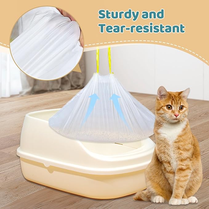 20 Count Cat Litter Liners Large, Drawstring Extra Large Pet Cat Pan Liners Extra-Thick Kitty Litter Box Bag- (medium 31" x 18")