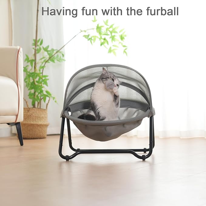 Cat Bed, Cat Hammock, Free-Standing Elevated Pet Hammock Bed, Small Dog Bed with Removable Washable Mesh, for Sleeping Pets up to 20 lb, Couch for Indoors (Gray)