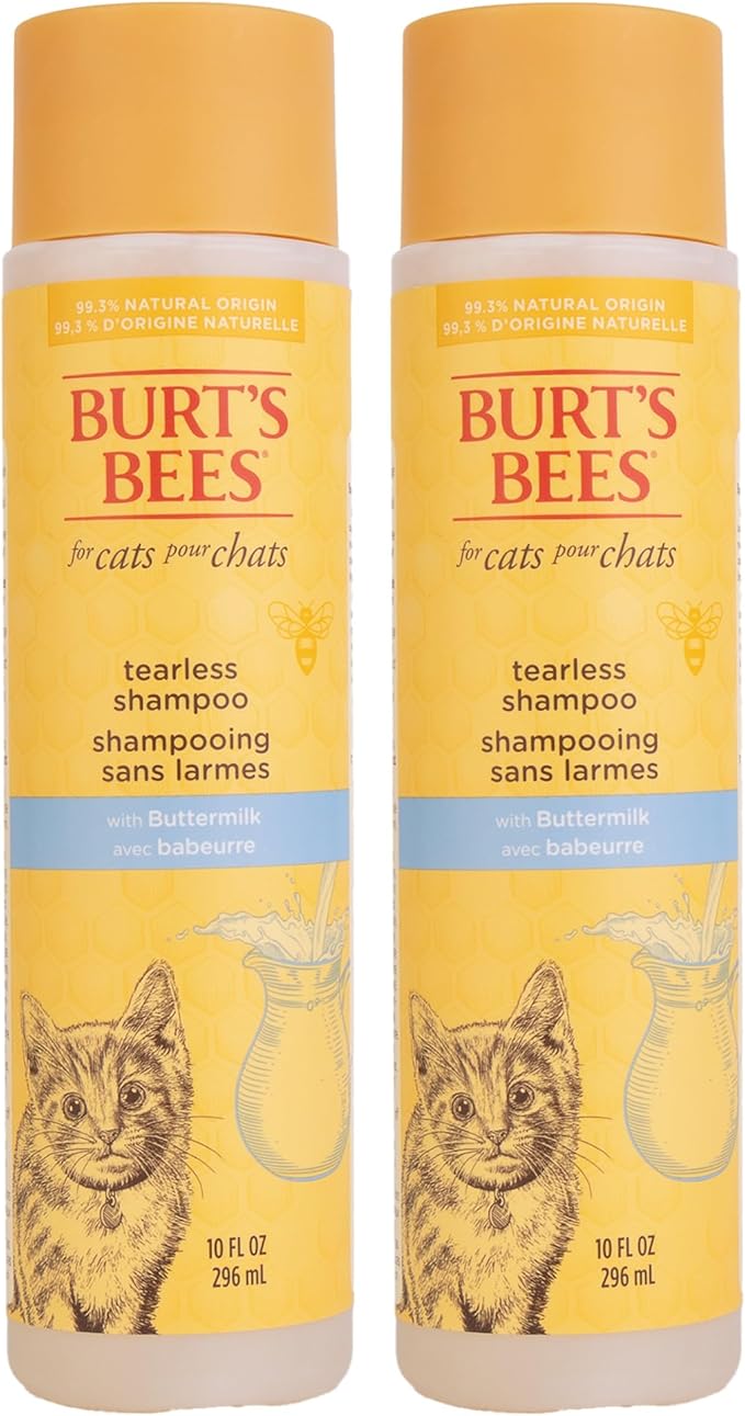 Burt's Bees for Pets Tearless Kitten Shampoo with Buttermilk, 2pk, 99.3% Natural Origin Formulas, Pet Shampoo for Cats, Gentle Cat Shampoo, Cat Shampoo for Itchy Skin, 2pk, 10 oz