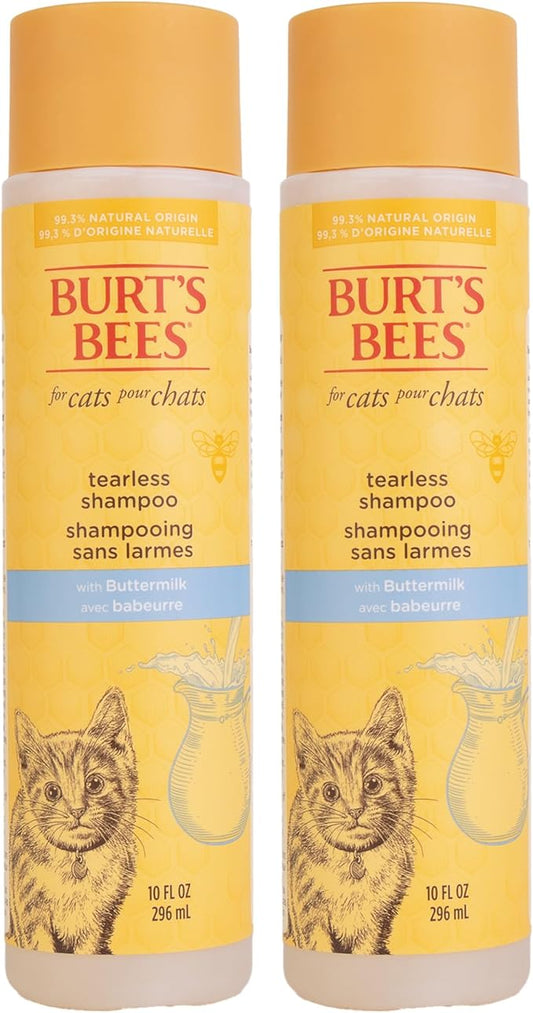 Burt's Bees for Pets Tearless Kitten Shampoo with Buttermilk, 2pk, 99.3% Natural Origin Formulas, Pet Shampoo for Cats, Gentle Cat Shampoo, Cat Shampoo for Itchy Skin, 2pk, 10 oz