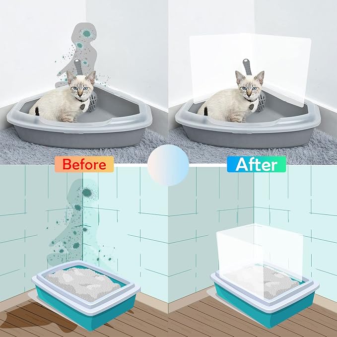 4 Pcs Cat Litter Box Pee Shields, Easy Clean Anti-Splashing Flexible High Side Litter Pan Cat Pee Shields- Litter Box Not Included