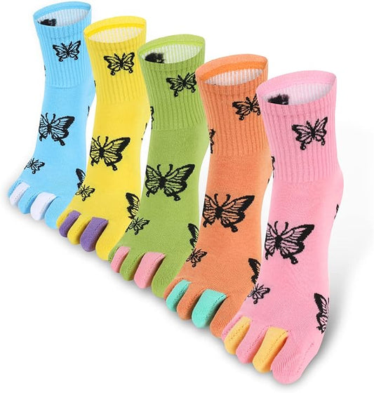 Benefeet Sox Toe Socks Women Men Cute Cat Five Finger Socks for Girls Colorful Cotton Ankle Athletic Running Socks with Toes