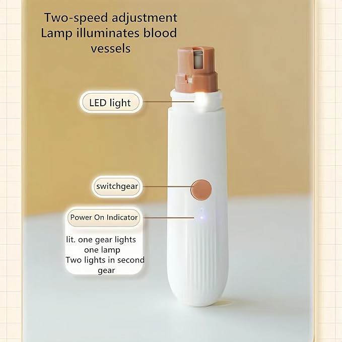 BowBow 2 in 1 Cat Brush and Nail Grinder, Rechargeable Self-Cleaning Slicker Cat/Dog Grooming Brush for Pets with Long Or Short Hair, Hair Remover & Pet Nail Grinder for Dog and Cat for Pet Grooming