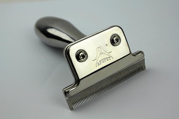 De Shedding Tool for Grooming Dogs & Cats * The WOOFIE Wand * The Original Chrome Dog Comb is Stainless Steel Handled Shedding Brush