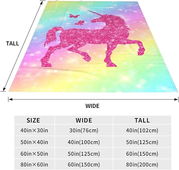 Ultra-Soft Microfiber Throw Blanket 330 GSM Fuzzy Fleece Blanket for Adults Kids Gift Couch, Sofa, Bed Unicorn Butterfly 50"x40"