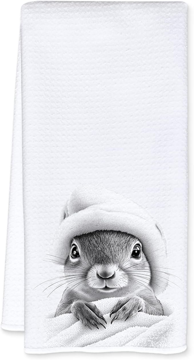 Squirrel Lover Gifts Bathroom Hand Towels, Funny Bathrobe Squirrel Hand Towels for Bathroom Washroom Restroom Decor, 16x24 Inch