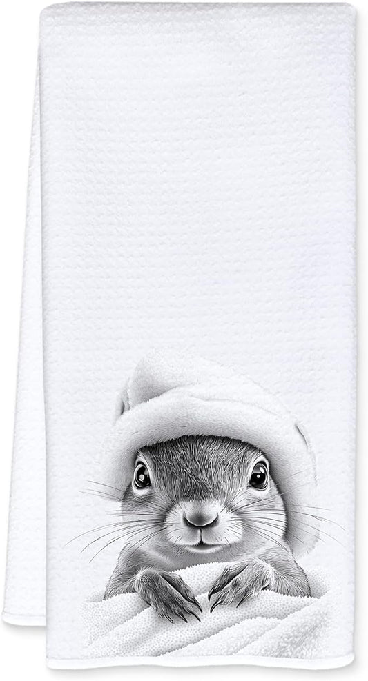 Squirrel Lover Gifts Bathroom Hand Towels, Funny Bathrobe Squirrel Hand Towels for Bathroom Washroom Restroom Decor, 16x24 Inch