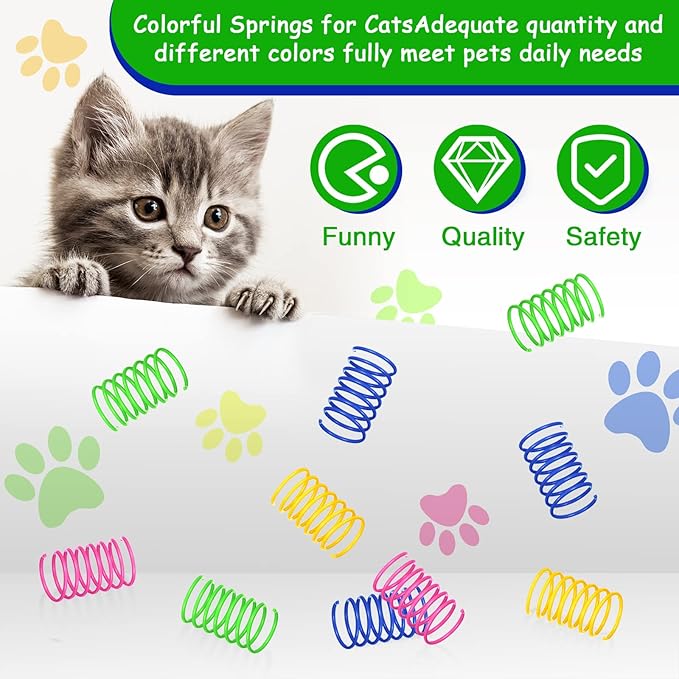 Deekin 480 Pack Pets Spring Toys Pets Colorful Cat Toys Playful Coils Spiral Springs for Kittens Pets Cat Four Colors PET Plastic Products for Swatting Biting Hunting and Active Healthy Play