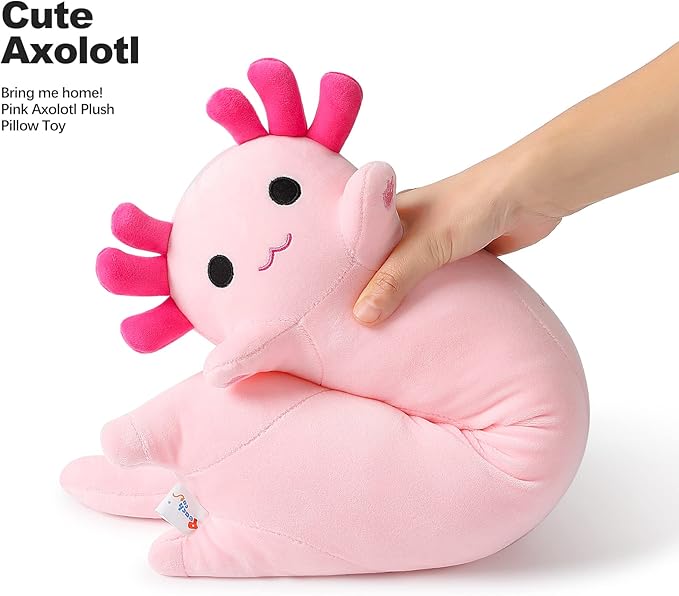 PEACH CAT Pink Long Axolotl Plush Pillow Toy Cute Axolotl Stuffed Animal for Girls and Boys 19.6"