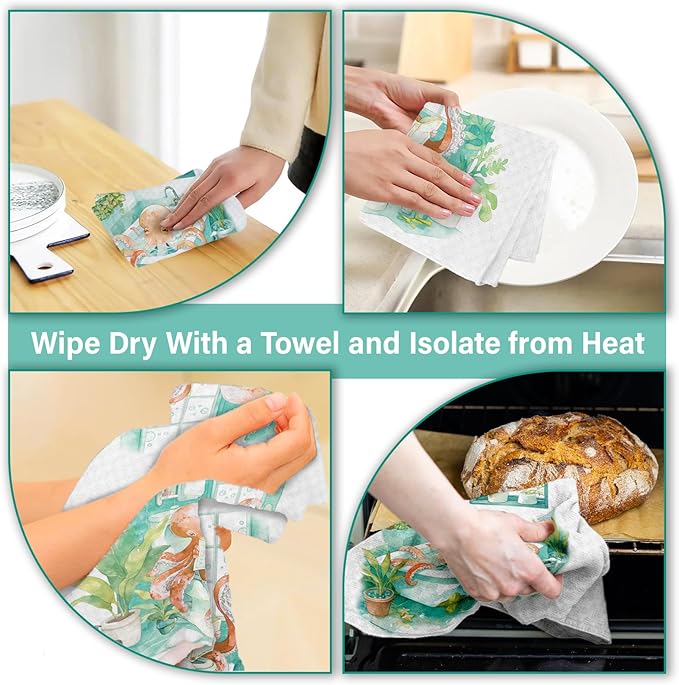 Octopus Decorative Hand Towels for Bathroom Set of 2, Octopus Bathroom Decor, Octopu Gifts for Women, Funny Octop Waffle Weave Dish Towels 18x26 Inch