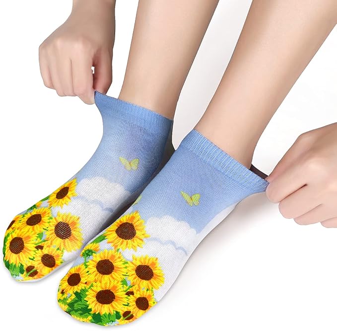 Benefeet Sox Funny Ankle Socks Cute Novelty No Show Animal Fruit Flower Cartoon Colorful Graphic Low Cut Socks for Women Girl
