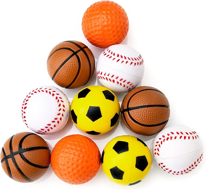 CHIWAVA 12 Pack 1.6 Inch Soft Rubber Foam Cat Toy Ball Sponge Sport Balls Kitten Interactive Toy Assorted Color