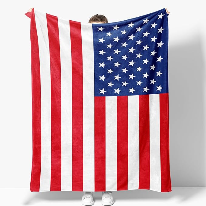 American Flag Blanket Gifts for Men Boys Dad Women Husband Birthday Christmas Valentine Present US National Flag Theme Decor Bedroom Living Room Couch Sofa Kids Adults Teen Soft Flannel Throws 60"x50"