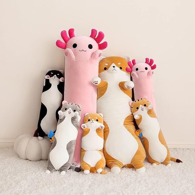 PEACH CAT Pink Axolotl Plush Pillow Toy Cute Axolotl Stuffed Animal for Girls and Boys 34"