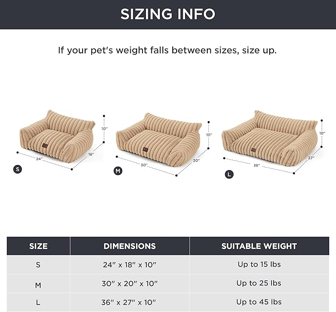 Bedsure Cute Cat Couch for Pets - Fluffy Cat Sofa with Premium Soft Corduroy Fleece, Fuzzy Cat Couch Bed with Removable Washable Cover, Supportive Cat Chair for Indoor Cats, 24inch, Tuscan Beige