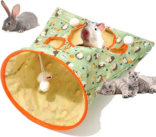 Cat Tunnel Toy,Cat Tunnel Bag for Indoor Cats,Foldable Interactive 5 Holes Crinkle Sounds Tunnel Cat Crinkle Bag for Small Medium Cat Play (Hedgehog 10x6.5x6.5cm)