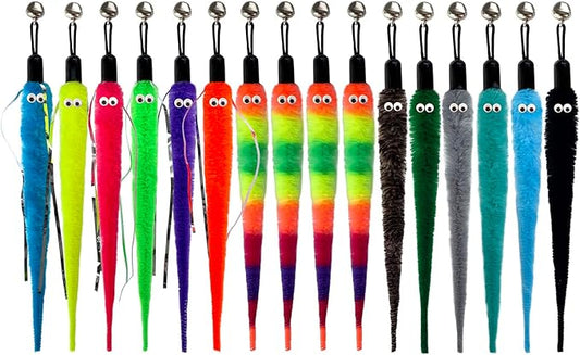 Cat Worm Toy Refills Cat Wand Toys Replacement, Cat Teaser Toy, Cat Wand Toy Worm Refill for Cat Wand (16Pcs Worm Refills)
