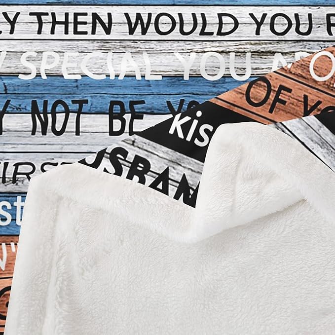 Feelyou Women Throw Blanket to My Wife Valentine's Day Sherpa Blanket for Bed Sofa Wife Couple Lover Fleece Blanket Breathable Chic Retro Wood Grain Style Warm Fuzzy Blanket Room Decor Twin 60"x80"