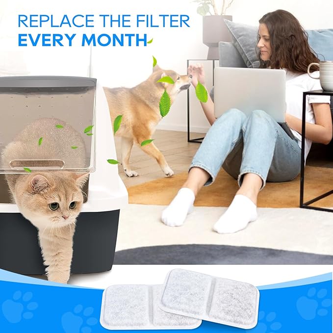 8 Pack Cat Litter Box Filters Replacement, Filter for Catit Airsift Jumbo Hooded Cat Litter, Litter Box Filter, Air Purifier Pad for Catit
