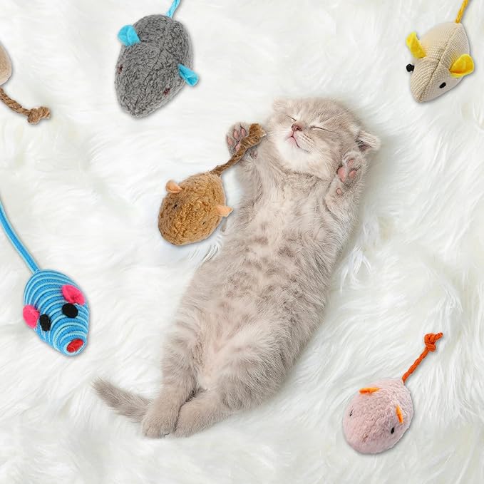 10 Pack Cat Mice Toys Catnip Toy Cats Mouse Plush Cat Toys Mouse Interactive Toy Catnip-Filled Mice Toys Biting Toys for Cats for Indoor Cats Realistic Design 10 Color