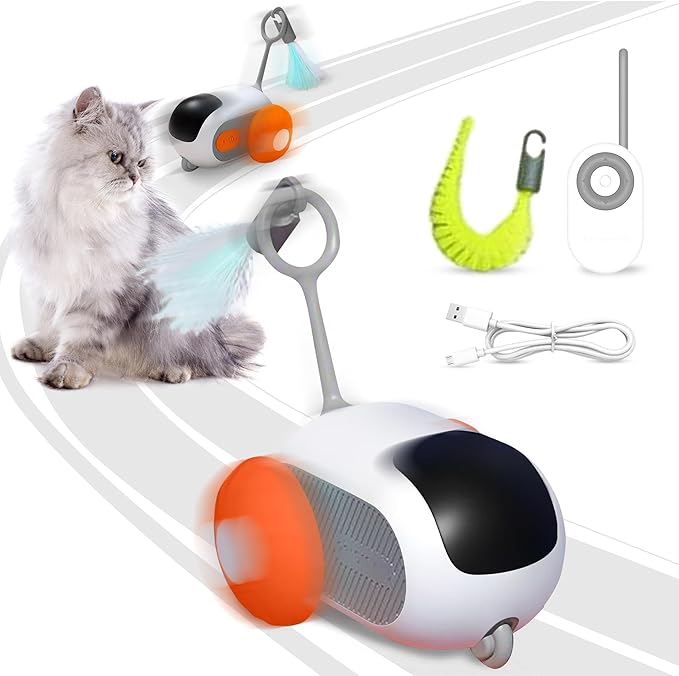 PawPetsLove -Robotic Interactive Cat Mouse Toys for Indoor Cats Exercise Toys for All Breeds Easily Glides on Rugs and Over Cords (Rechargeable)