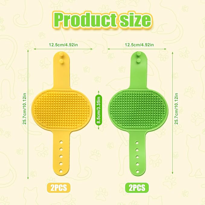 4pcs Cat Self Groomers, Wall Mounted Cat Corner Brush Self Grooming Massage Combs for Pet Cat Face Scratcher Massager Hair Brush for Long Short Fur Cats & Kittens (Green, Yellow)