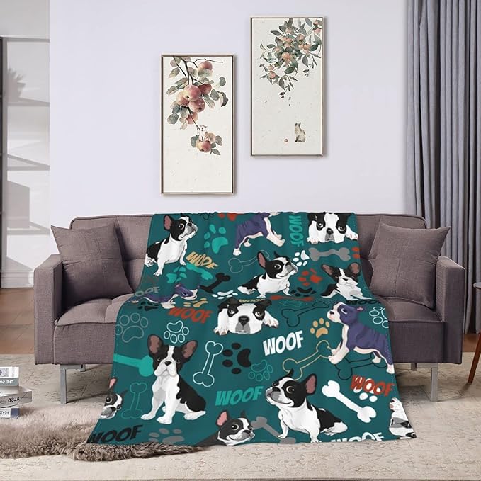 Boston Terrier Blanket Soft Cozy Boston Terrier Throw Blankets for Kids Girls Women Adults Dog Lover Gifts 60"X50"
