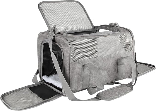 Carriers Soft-Sided Large Pet Carrier for Cats Dogs Small Animals Up to 35Lbs,Top Load Carrier,Ventilated Design,Portable Cat Carrier Airline Approved(X-Large, Grey)