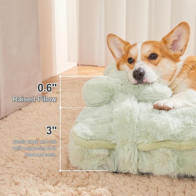 Jiupety Medium Dog Bed for Crate, Mattress with Dog Pillow for Crate Small Dogs, Donut Small Dog Bed. Plush Dog Crate Pad for Medium Dogs Up to 35 Lbs, L(35"*25"*3"), Green.