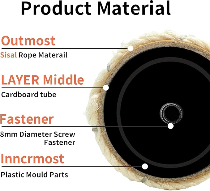 VCEPJH Cat Scratching Post Replacement for Indoor Cats 4Pcs 15.7in Cat Scratch Post Refill Pole Parts Sisal Rope Cat Furniture Protector with M8 Screws for Cat Tree Tower (White)