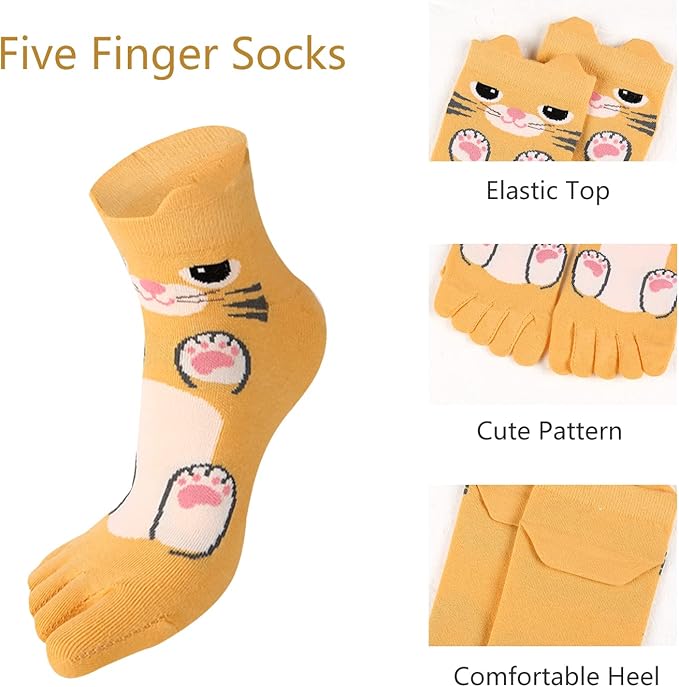 Benefeet Sox Funny Toe Socks Women Five Finger Socks Girls Cute Toe Seperated Cotton Socks Running Athletic Christmas Gifts