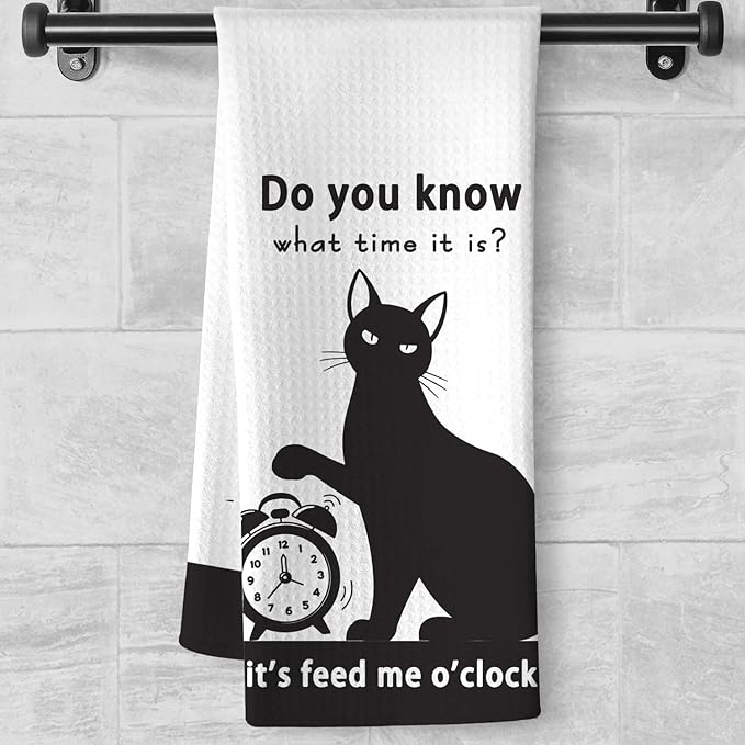 Cat Kitchen Towels,Cat Towels,Cat Dish Towels,Cat Hand Towels,Fun Kitchen Towels,Cat Kitchen Accessories,Crazy Cat Lady Gifts,Black Cat Gifts for Women-Perfect For Decorating Your Kitchen And Bathroom