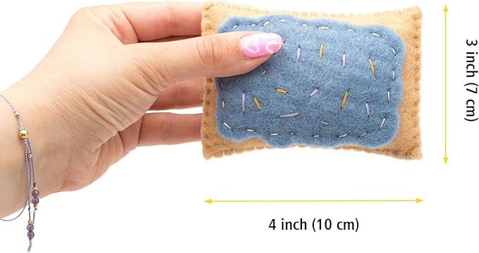 Glaciart One Wool Pop Tart Cat Toy Set with Catnip (2PCS) | Cute Cat Toy for Interaction & Boredom Relief, Encourages Cats to Exercise & Play | Filled w/Organic Catnip to Help Sooth or Reduce Anxiety