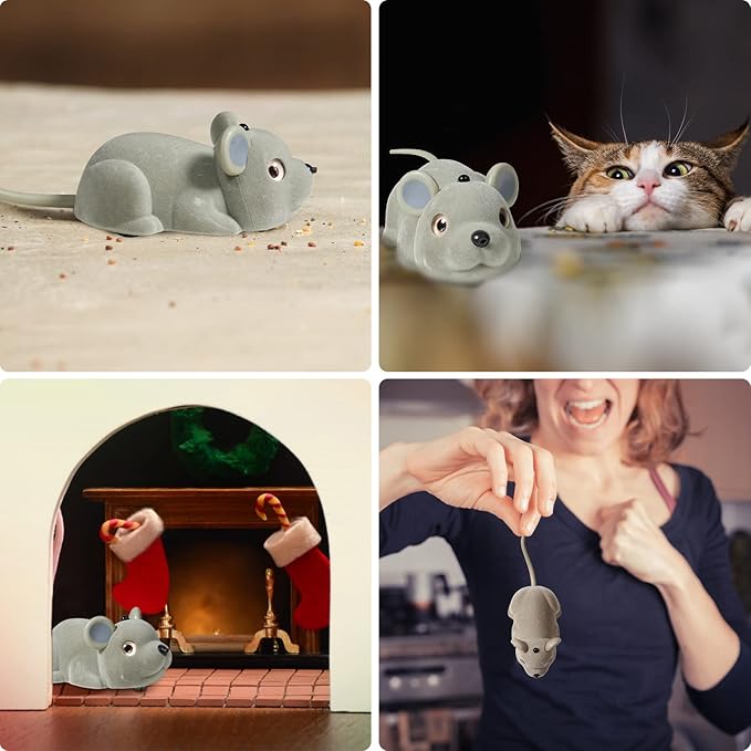 Cat Toys Mice Interactive Kitten Toys snake, Remote control and Smart Sensing Two Mode Mouse Rechargeable, Automatically Sense Obstacles and Escape, Realistic Animal Series Mice Tricky Toys (mice toy)