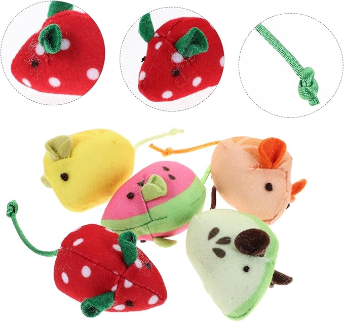 PRETYZOOM 5pcs Mouse Cat Toy Chew Toy Cat Mouse Toy Toys for Kittens Cat Mice Toys Toys Pet Toys Kitten Toys Fruit Toys Cartoon Fruit Mice Toys Cat Toys Bite Pet Supplies Plush