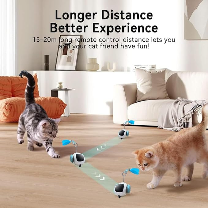 Turbo Tail 4.0 Cat Toy, Interactive Cat Toys for Indoor Cats, Automatic Kitten Toys with 2-Speed Adjustment, Remote Control & Rechargeable Exercise Cat Toys for Bored Indoor Adult Cats