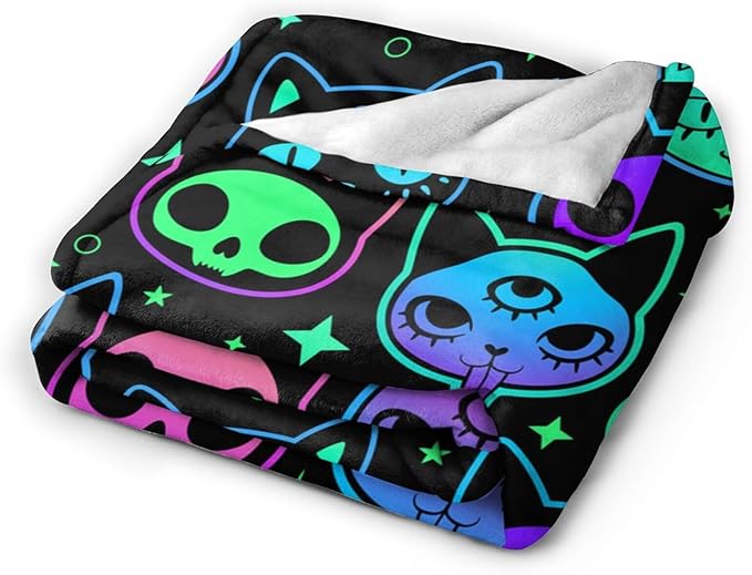 Cat Witchcraft Cartoon Blanket, Soft Blankets Flannel Bed Throw Cozy Lightweight Plush Gifts for Boys Girls Women Men Sofa Couch Bedroom Living Rooms Warm All Season, Home Decor, 60"x50"