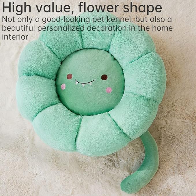 Cat Nest Flower Shape Cat Sofa Bed Cute and Comfortable Pet Cat House Thickened Non-Slip Soft Pet Bed Suitable for Small Cats and Dogs (M,Green)