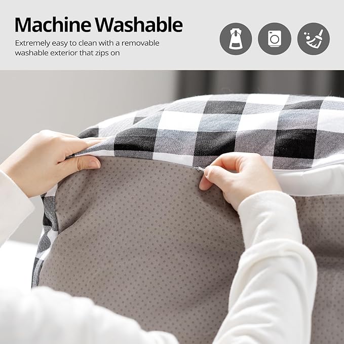 MEWOOFUN Pet Sofa Bed for Medium Pets Cat Couch Cat Bed with 26×19×13 Inch Removable Washable Cover Nonskid Bottom Puppy Couch Pet Bed up to 25 lbs (Black & White)