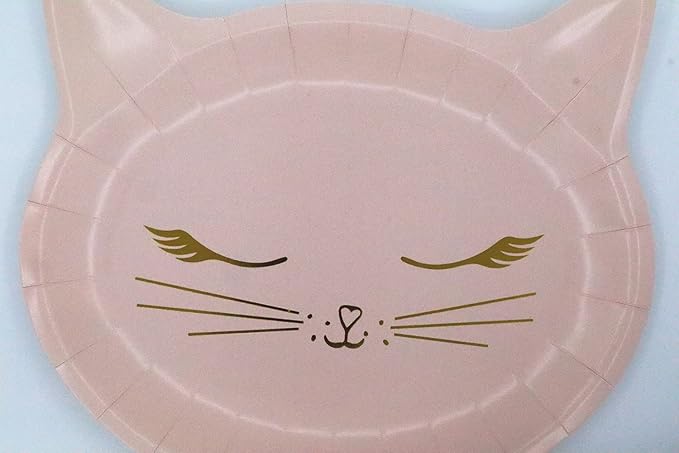 8Pcs Pink Cat Face Paper Plate - Disposable Plate with Cat Face Shape - Party Supplies - Disposable Paper Plate (9 ", 8 Pcs)