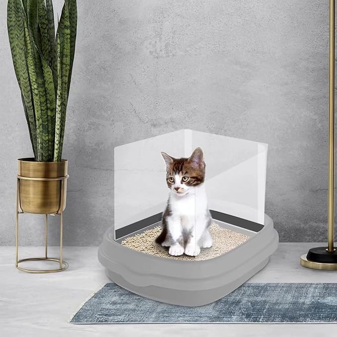 3 Pcs Cat Litter Box Splash Guard Pee Shields - Anti-Splashing Reusable High Sided Litter Box High Wall Cat Toilet Training Kit for Open Top Litter Pan (Litter Box Not Included)