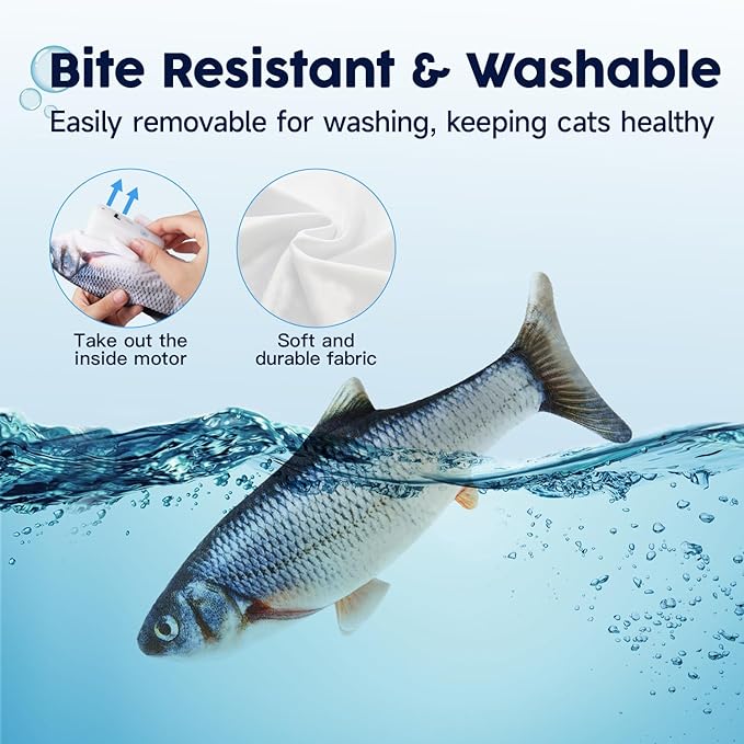 Potaroma Cat Toys Flopping Fish with SilverVine and Catnip, Moving Cat Kicker, Floppy Wiggle Fish for Small Dogs, Interactive Motion Kitten Exercise Toys, Mice Animal Toys 10.5"