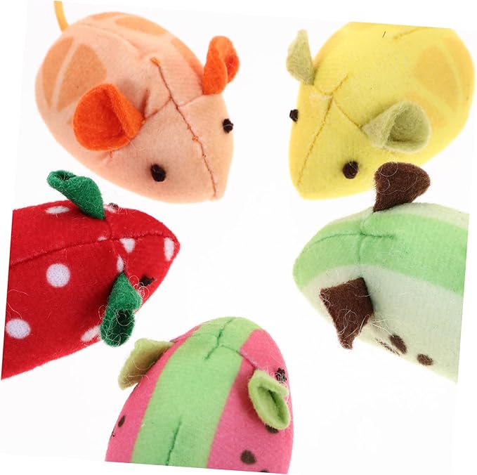 PRETYZOOM 5pcs Mouse Cat Toy Chew Toy Cat Mouse Toy Toys for Kittens Cat Mice Toys Toys Pet Toys Kitten Toys Fruit Toys Cartoon Fruit Mice Toys Cat Toys Bite Pet Supplies Plush