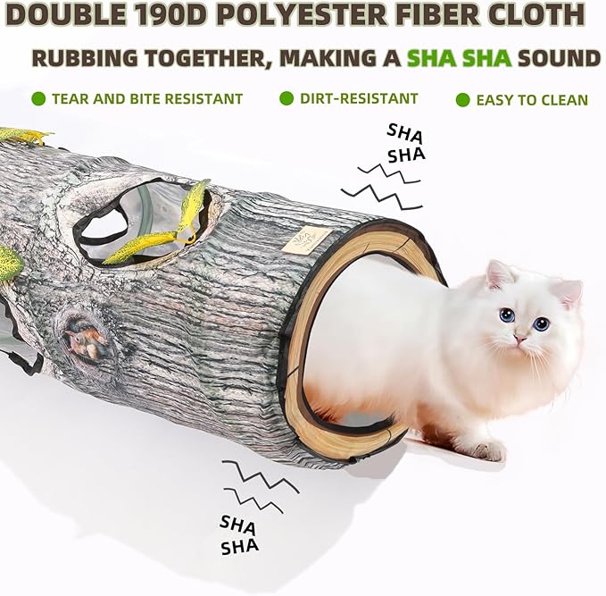 Cat Tunnels for Indoor, Large 3 Way Cat Tube Self Play, Cat Play Tunnel Toy for Indoor Exercise, Collapsible Interactive Peephole Pet Tunnel for Cat Kitty Kitten Puppy Rabbit L 59"