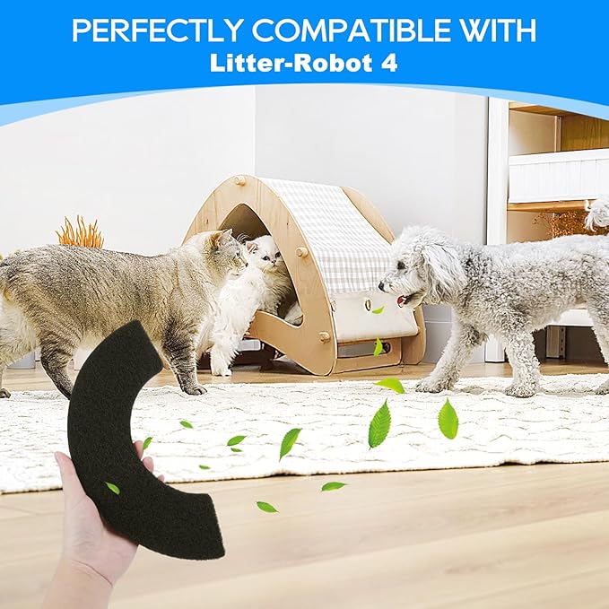 8-Pack Carbon Filters for Litter-Robot 4, Activated Carbon Litter Box Filter Compatible with Litter-Robot 4 Self Cleaning Cat Litter Box Filters Replacement Charcoal Accessories
